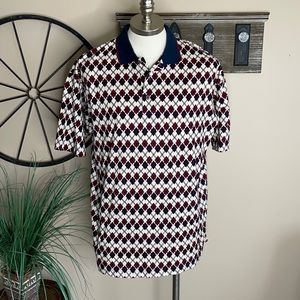 FELDINI Mens Argyle Cotton Short Sleeve Polo Shirt Large